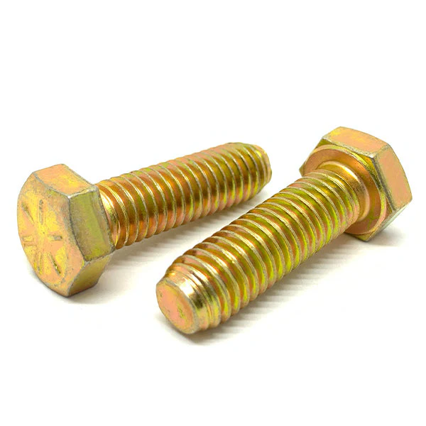 1/4-20x3/4" Hex Head Cap Screws Grade 8 Zinc Yellow