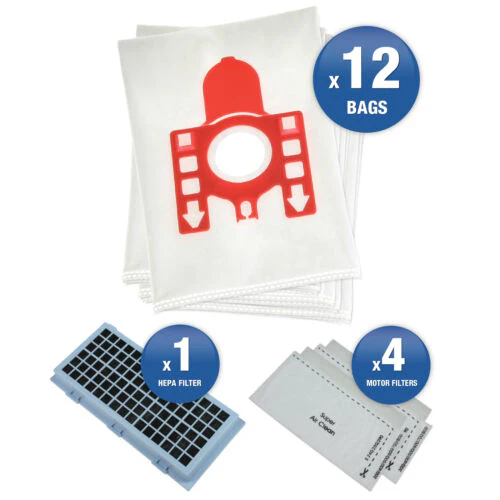 12 Vacuum Cleaner Bags For Miele Compact C1 & C2 Series Complete with Filter Kit MFB600 - Image 2
