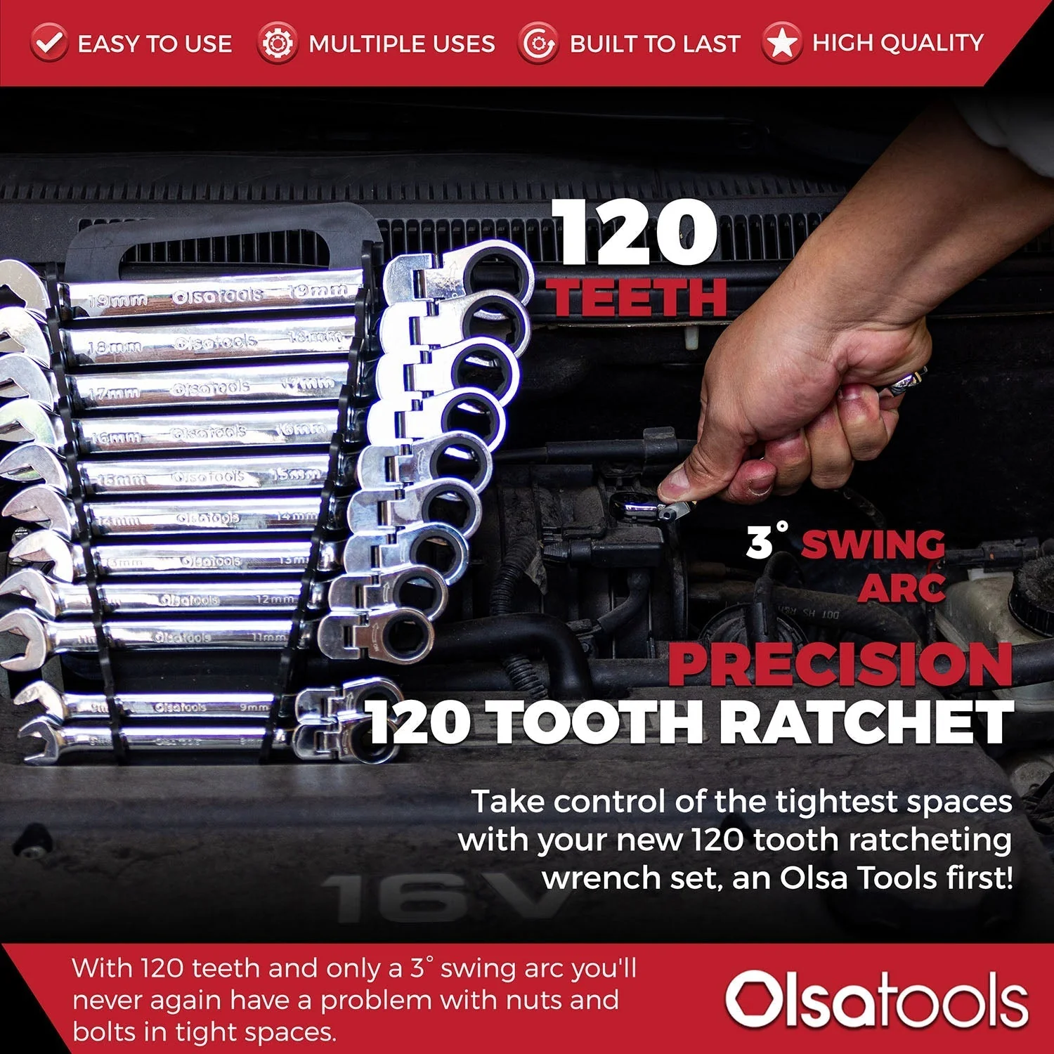 120 Tooth Ratcheting Wrench Set - Image 16