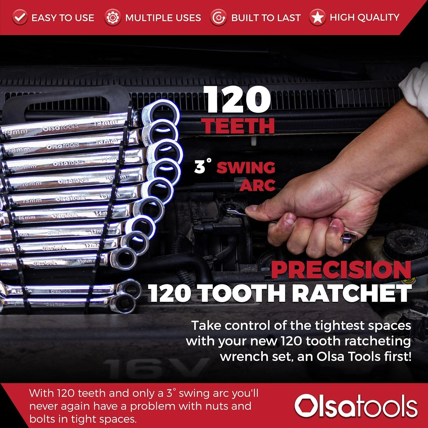 120 Tooth Ratcheting Wrench Set - Image 8