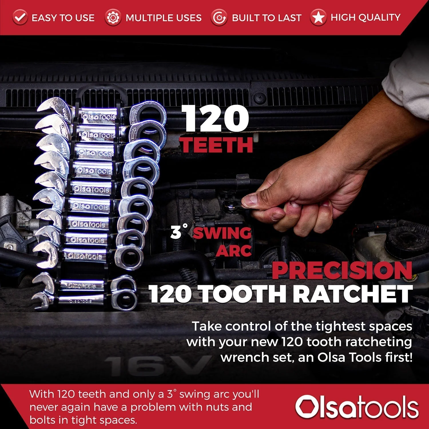120 Tooth Stubby Ratcheting Wrench Set - Image 12