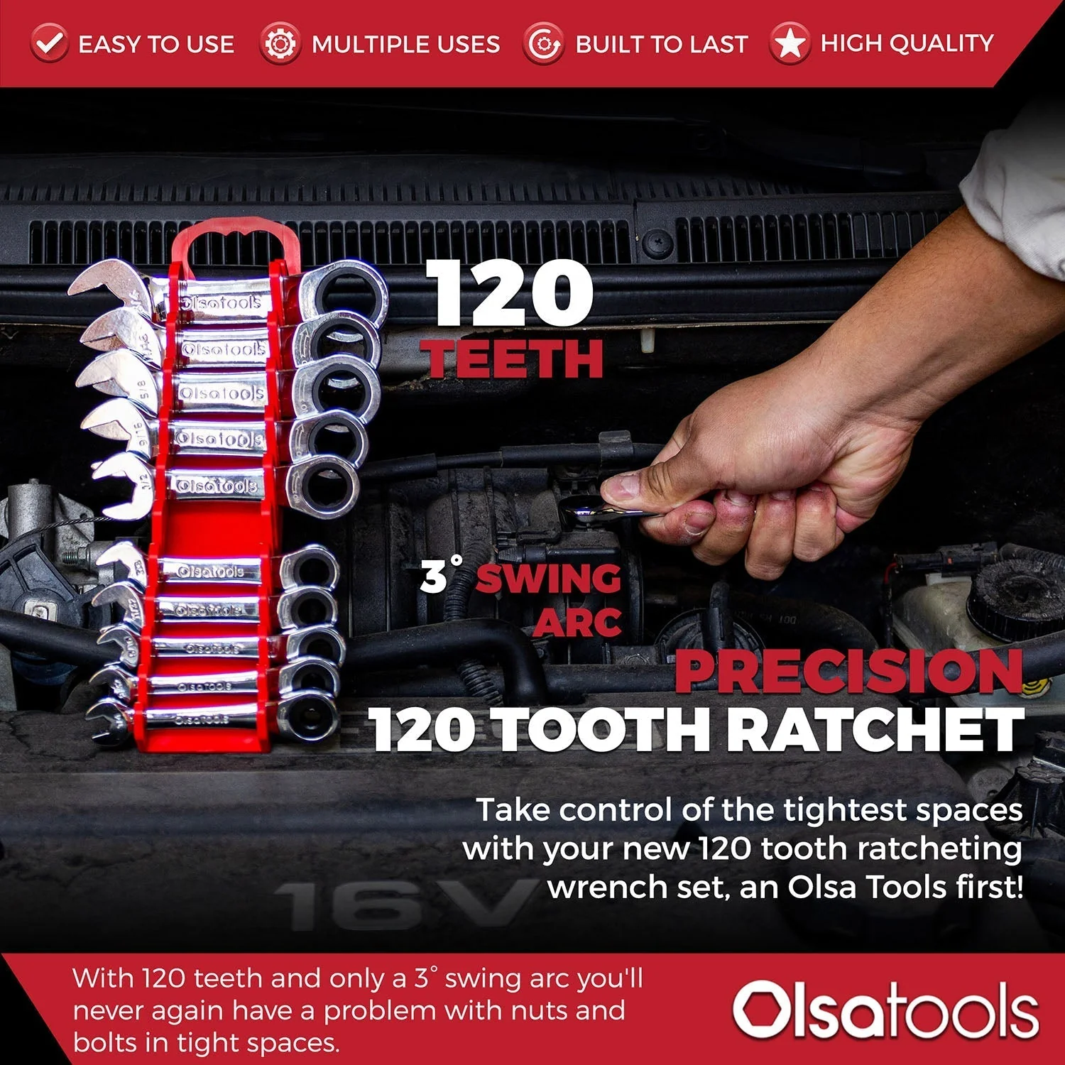 120 Tooth Stubby Ratcheting Wrench Set - Image 8