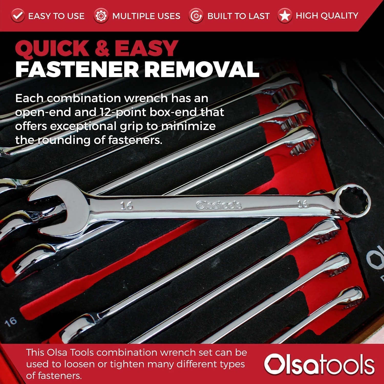 15 Pc Combination Wrench Set | 15-Degree Angle Offset - Image 10