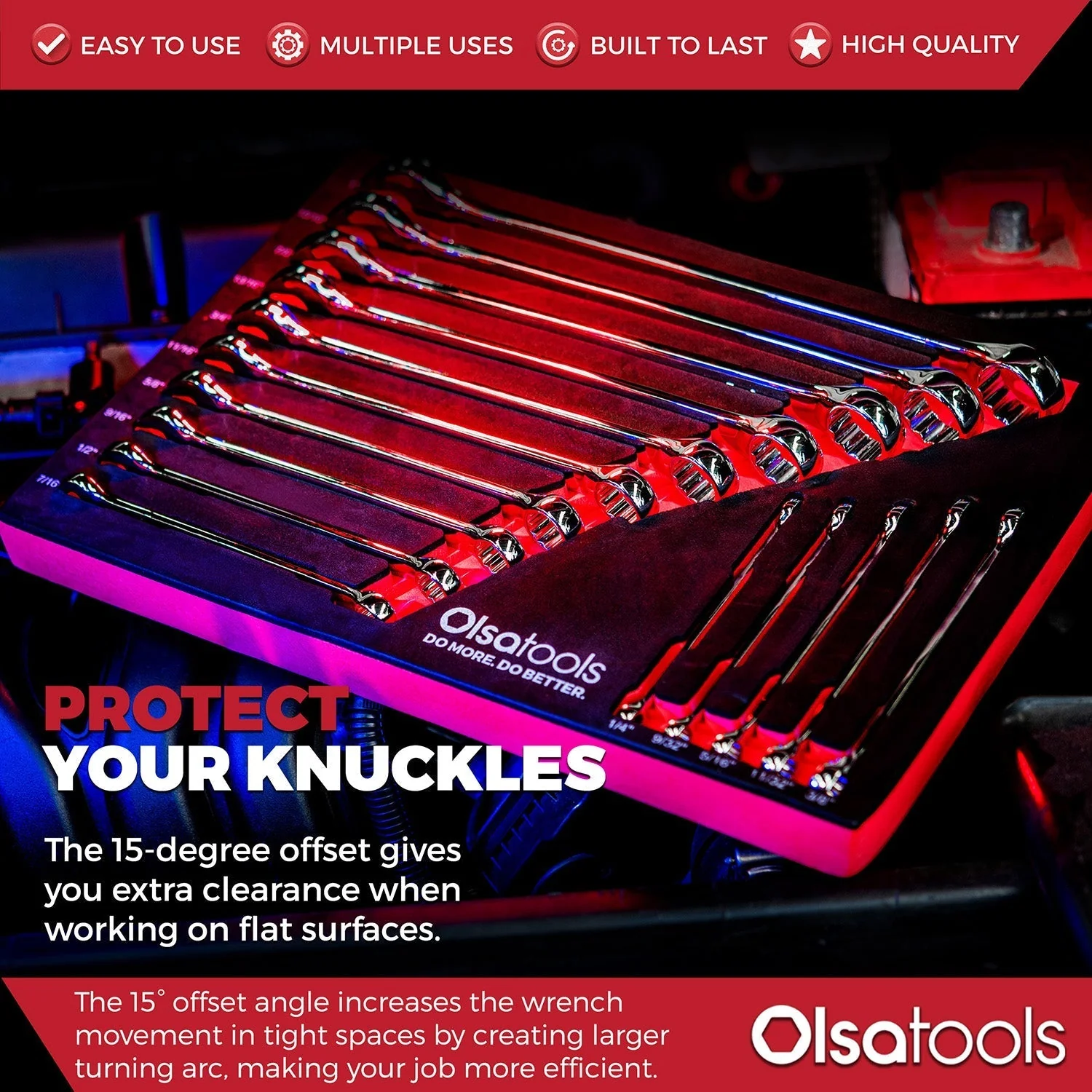 15 Pc Combination Wrench Set | 15-Degree Angle Offset - Image 6