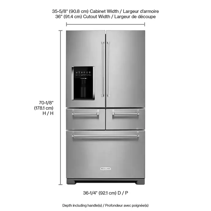 25.8 Cu. Ft. 36" Multi-Door Freestanding Refrigerator with Platinum Interior Design - KRMF706ESS - Image 2