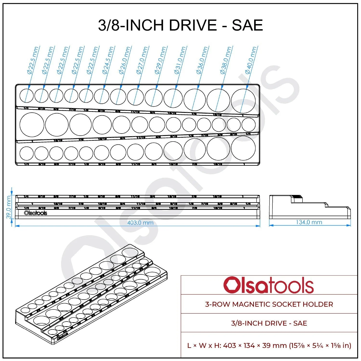 3-Row Magnetic Socket Holder - Image 111