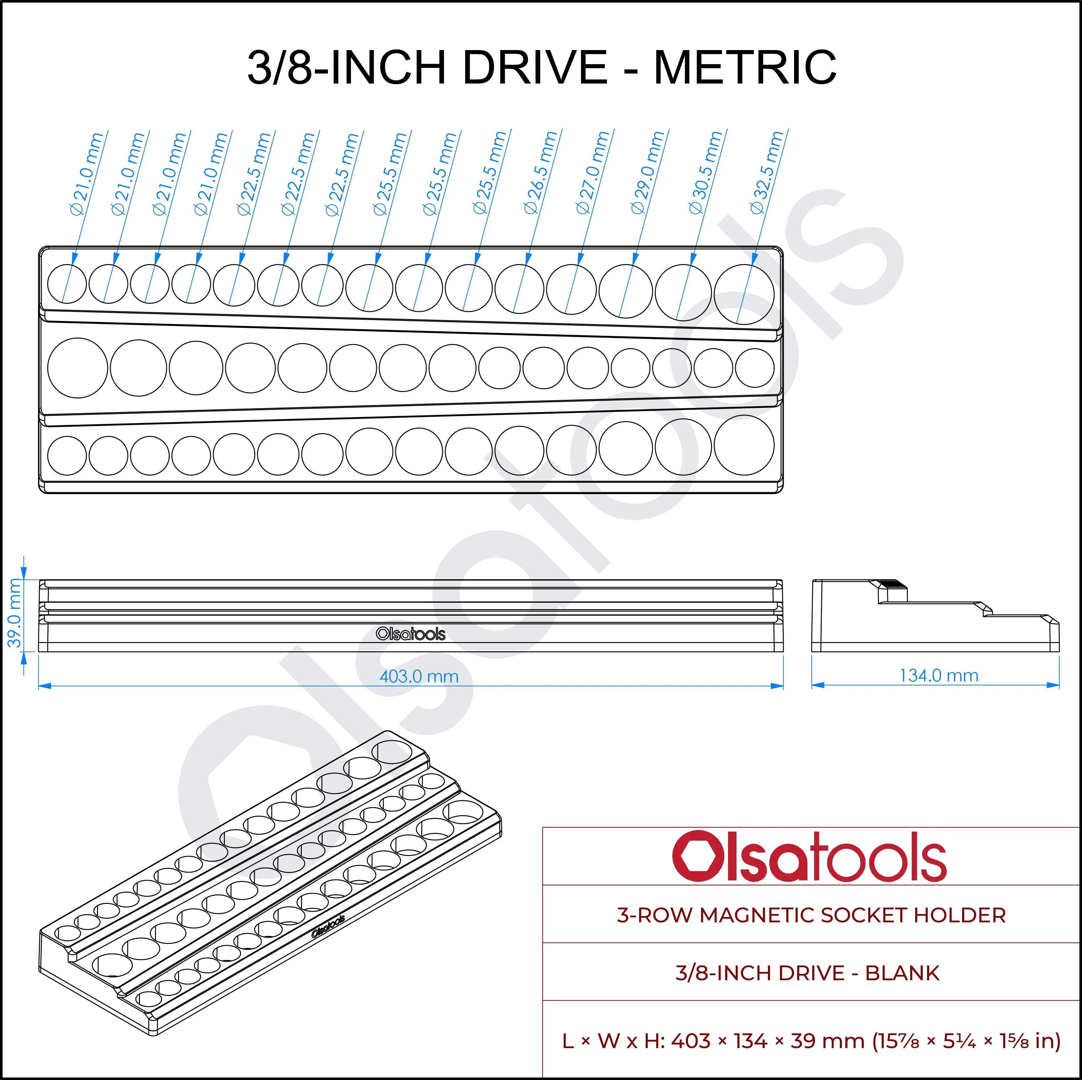 3-Row Magnetic Socket Holder - Image 120