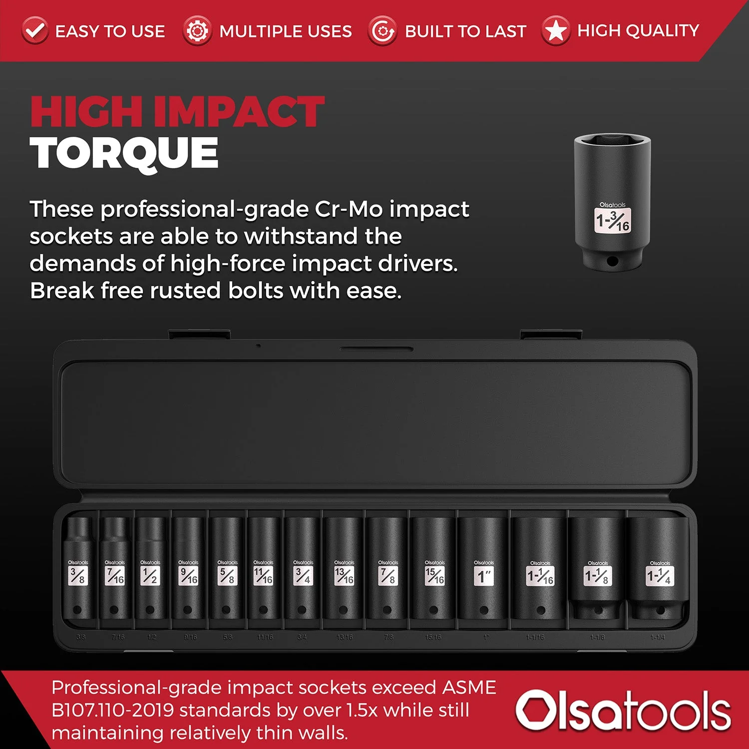 3-Row Magnetic Socket Holder + Chrome and Impact Sockets - Image 25