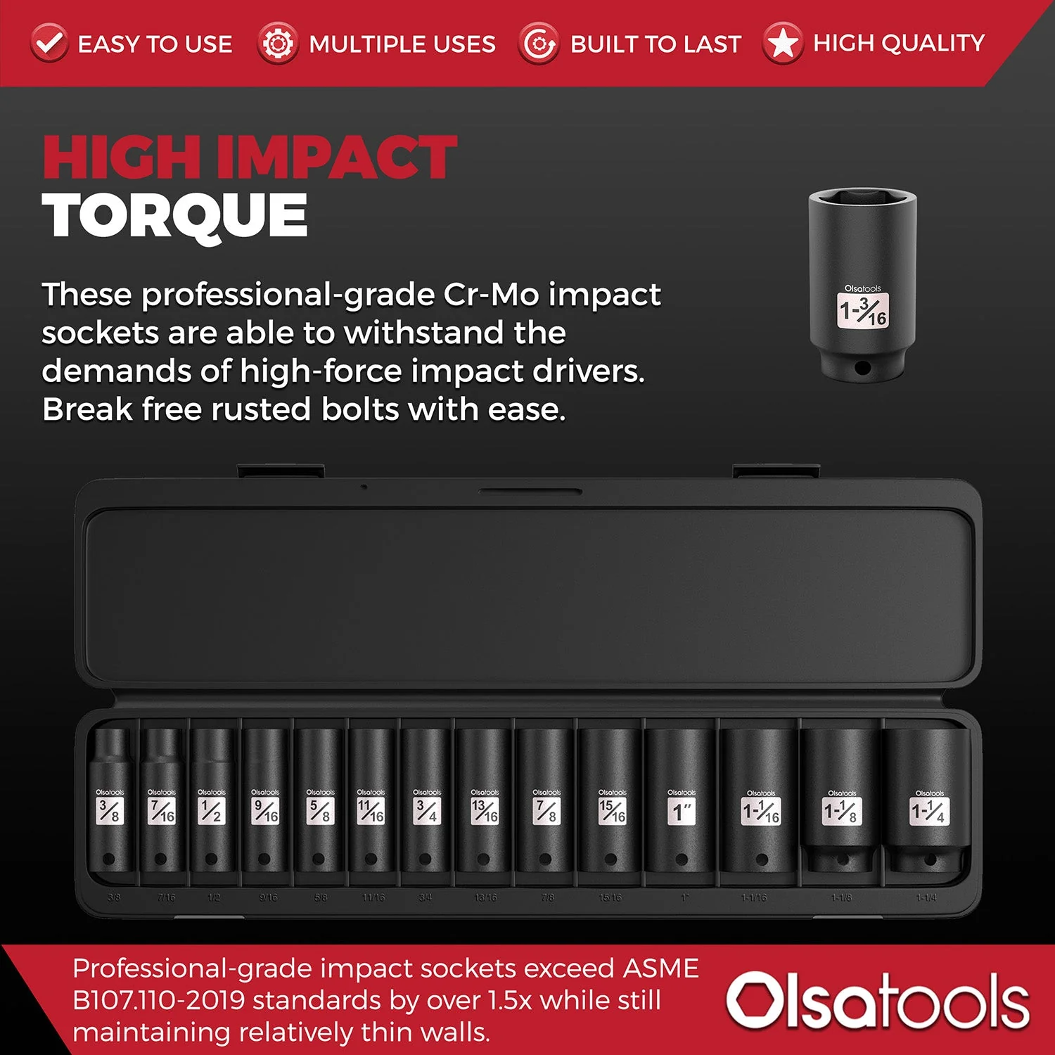 3-Row Magnetic Socket Holder + Chrome and Impact Sockets - Image 29