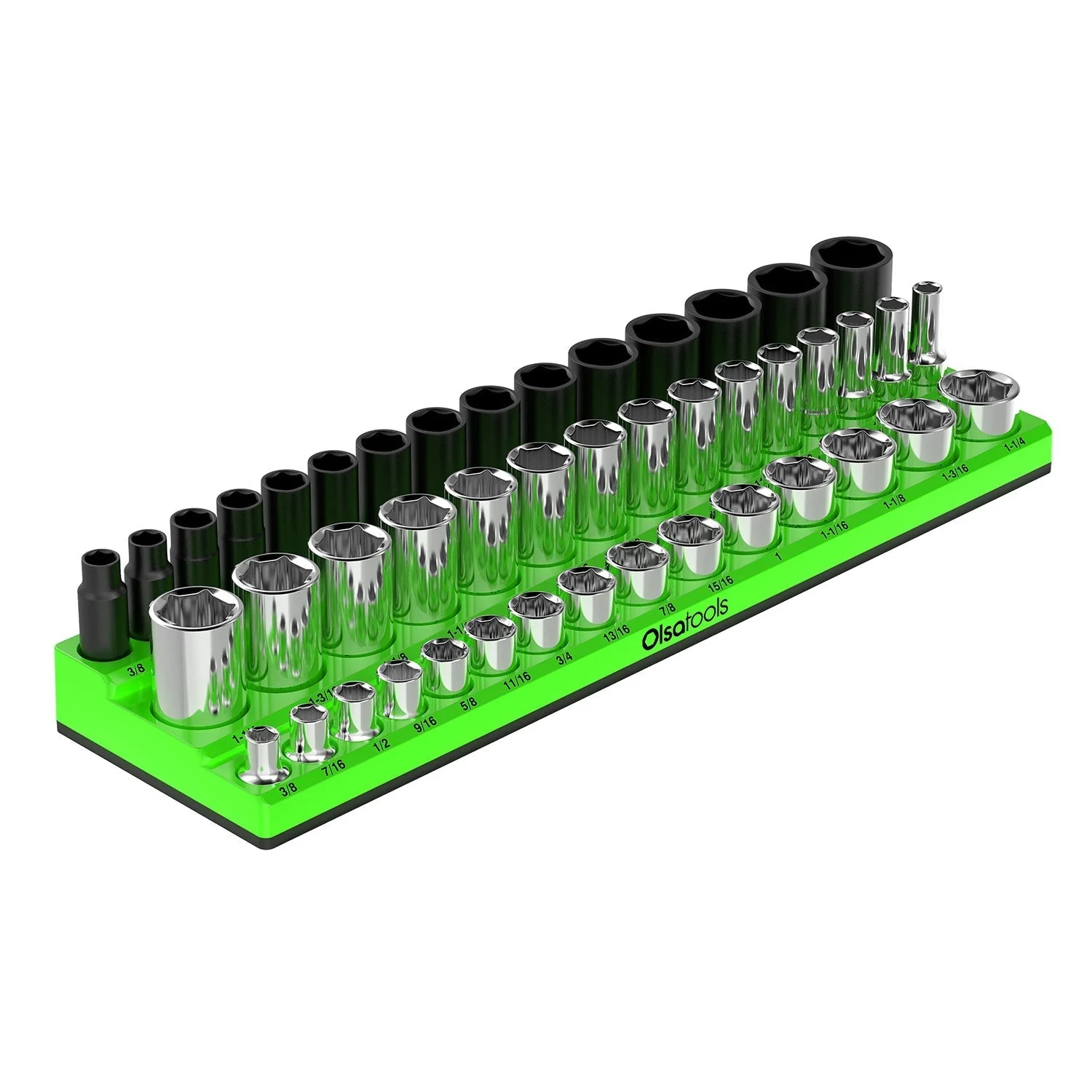 3-Row Magnetic Socket Holder + Chrome and Impact Sockets - Image 3