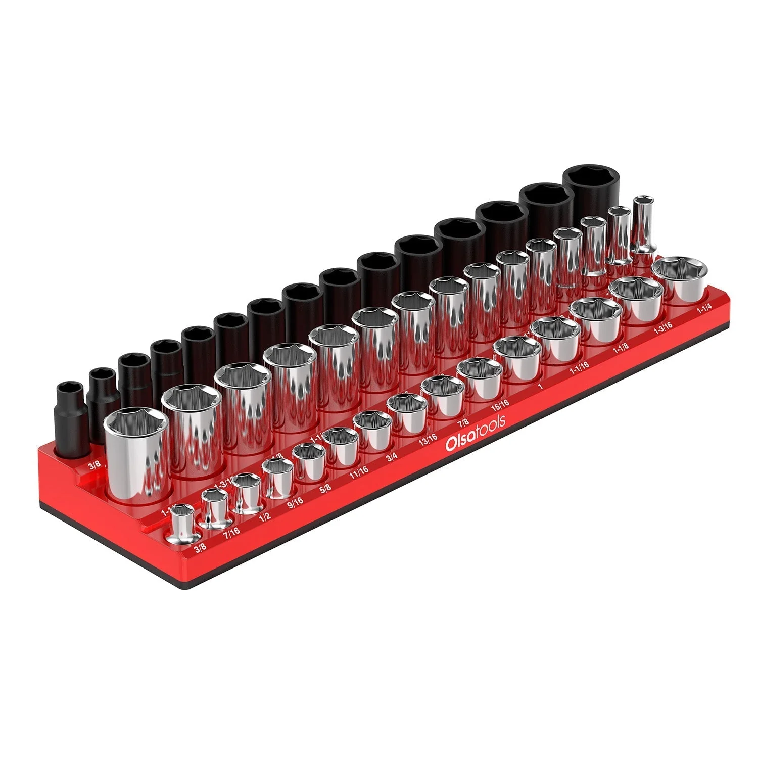 3-Row Magnetic Socket Holder + Chrome and Impact Sockets - Image 4