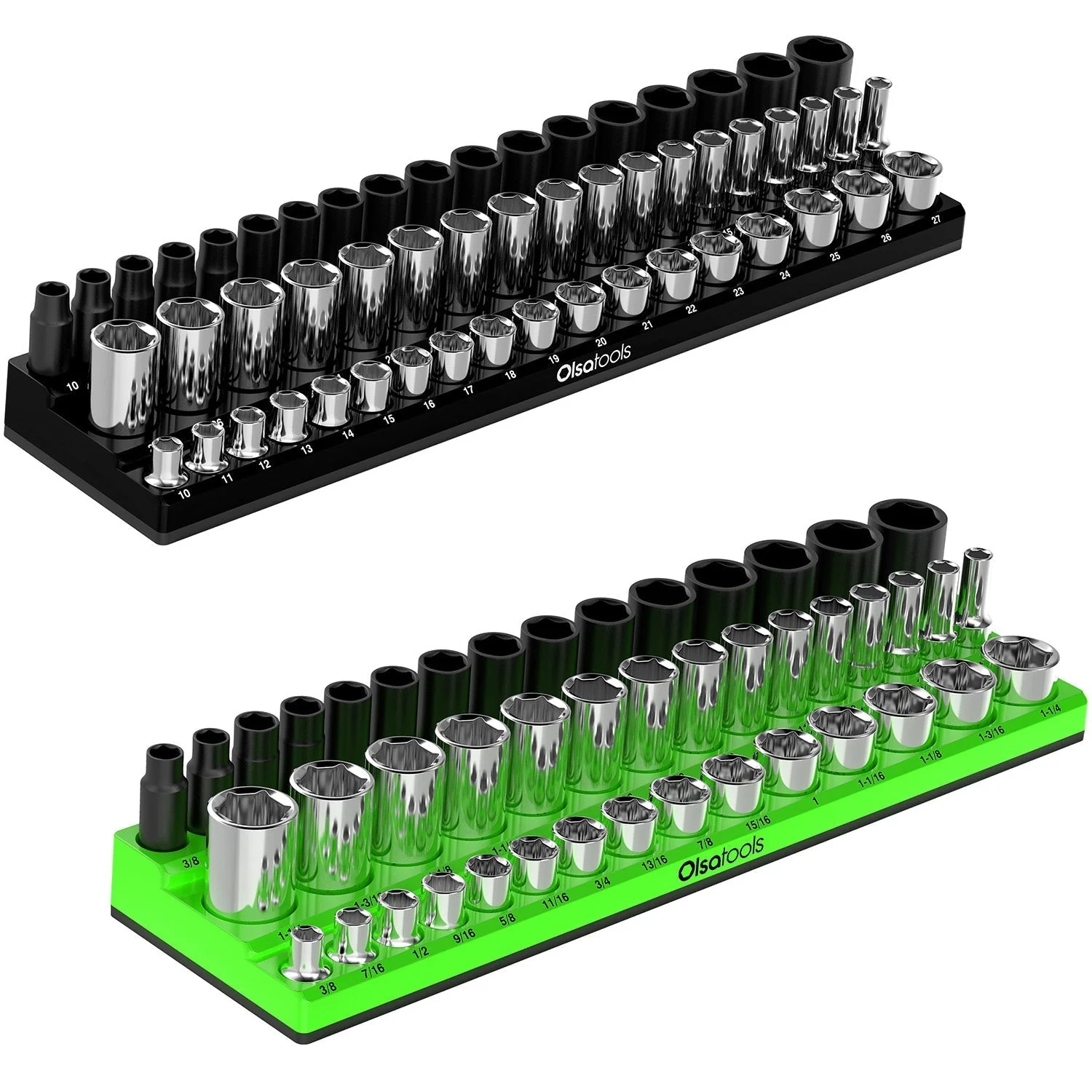3-Row Magnetic Socket Holder + Chrome and Impact Sockets - Image 5