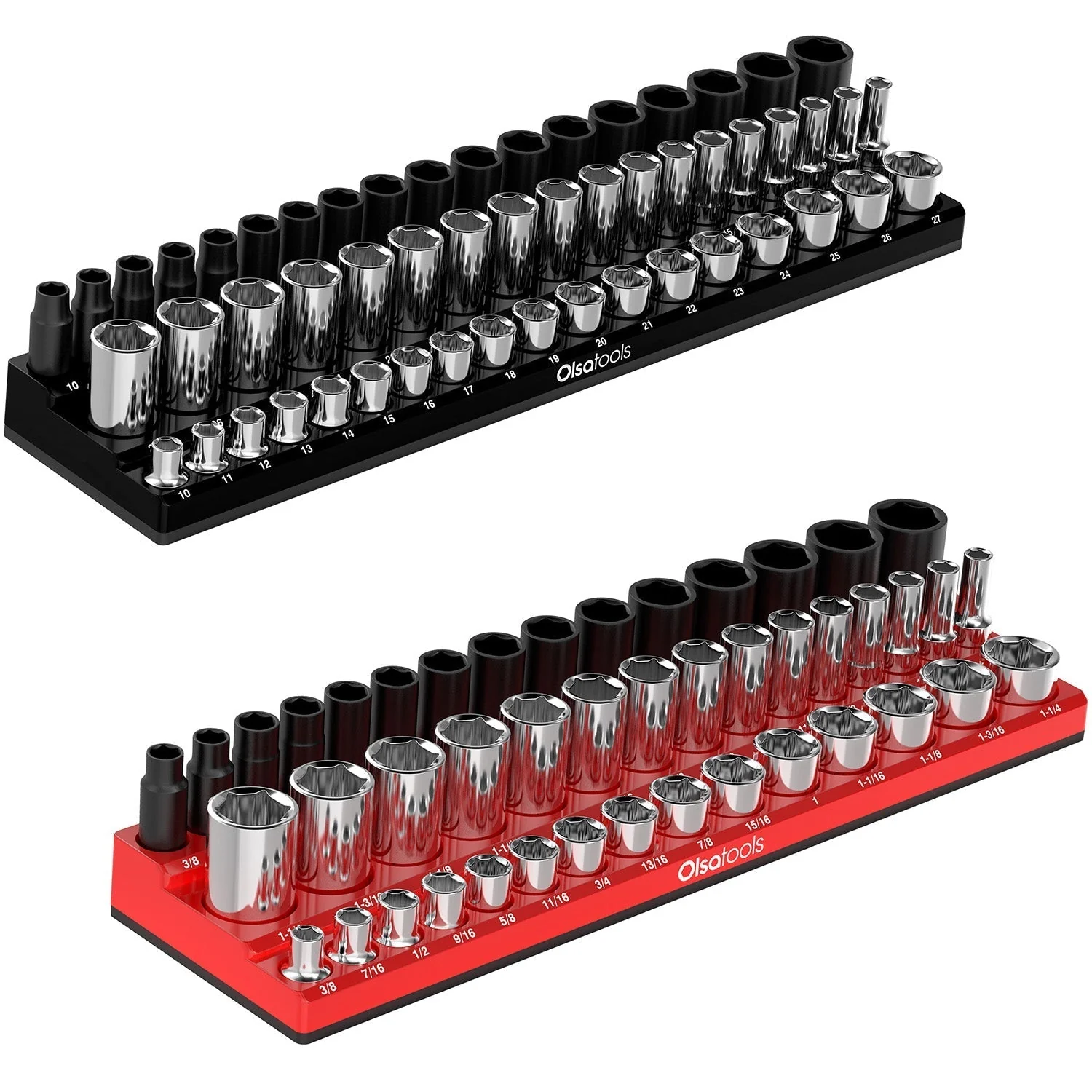 3-Row Magnetic Socket Holder + Chrome and Impact Sockets - Image 6
