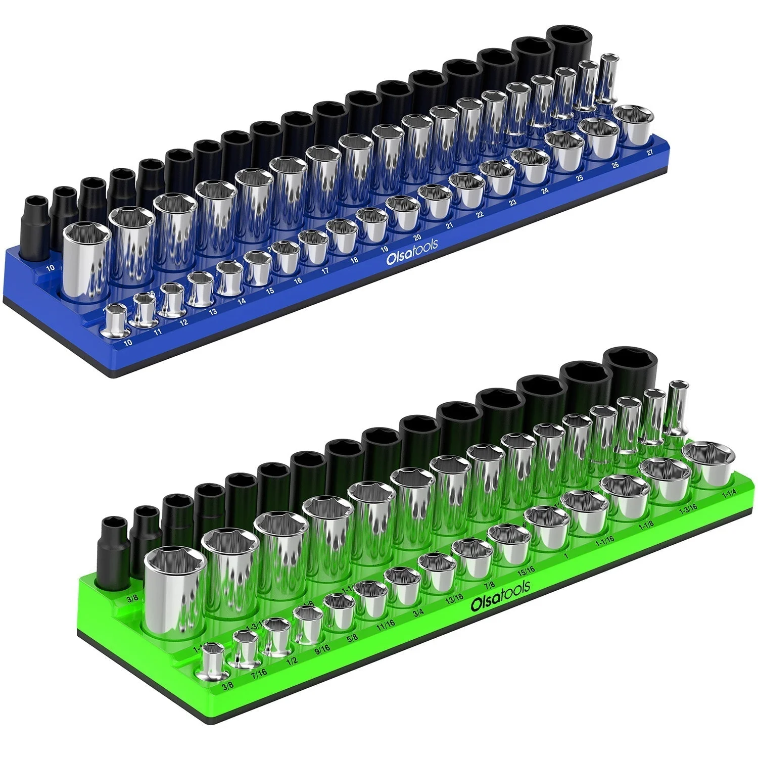 3-Row Magnetic Socket Holder + Chrome and Impact Sockets - Image 7