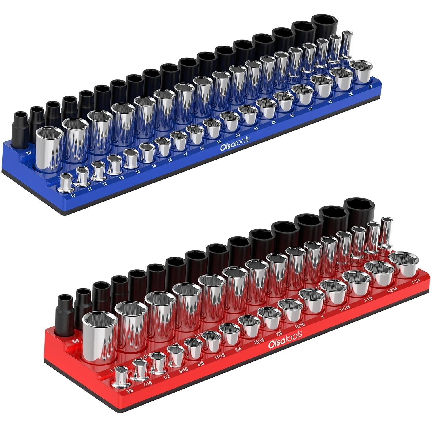 3-Row Magnetic Socket Holder + Chrome and Impact Sockets - Image 8