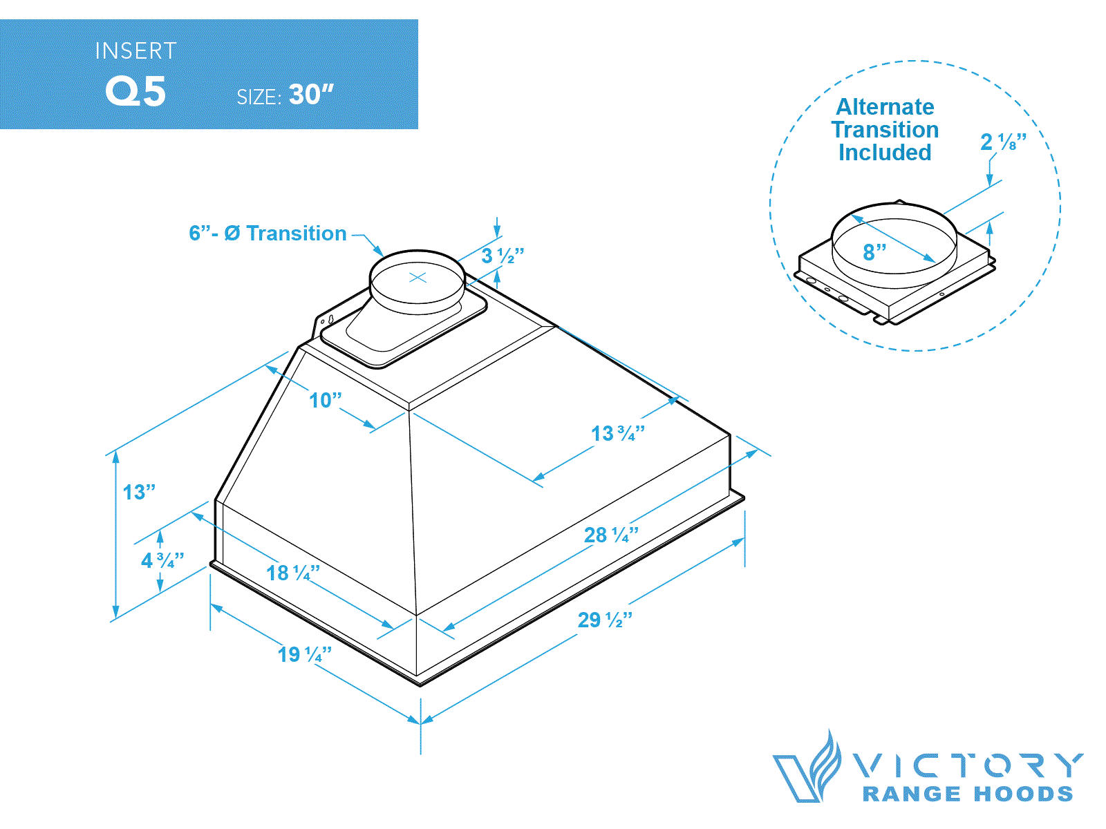 30 Inch 750 CFM Range Hood Insert - VICTORY Q5 - Image 10
