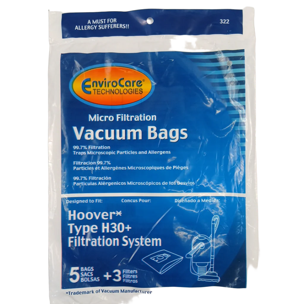 322 Vacuum Bags, Type H30 Filtration System