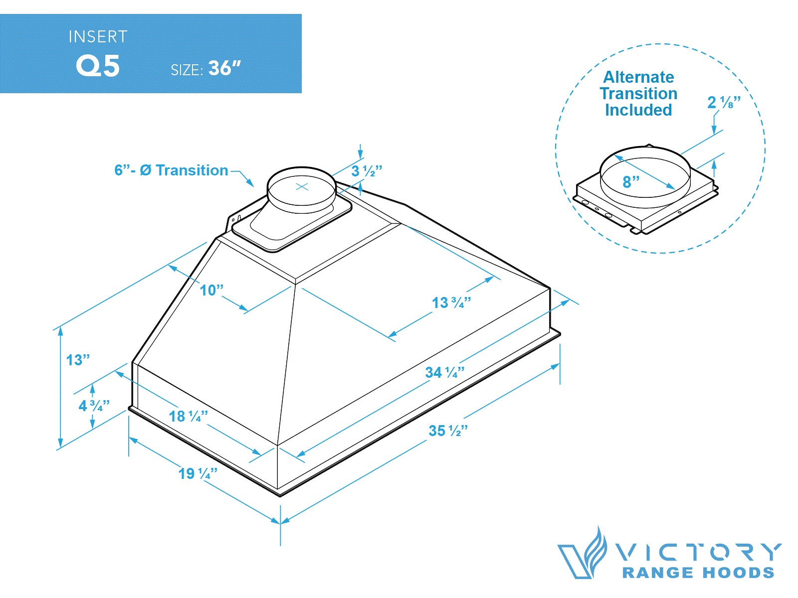36 Inch 750 CFM Range Hood Insert - VICTORY Q5 - Image 10