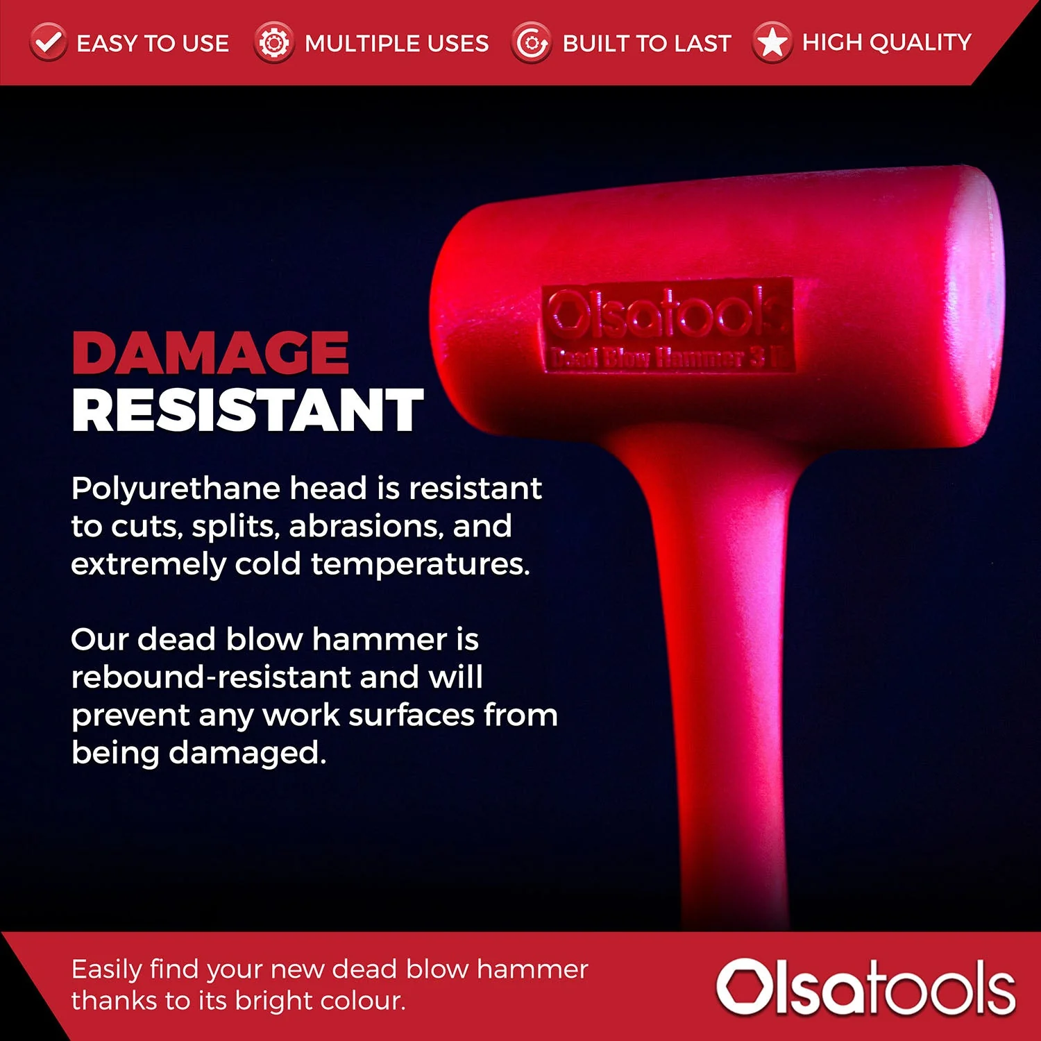 3lb Dead Blow Hammer Polyurethane Head - Image 4