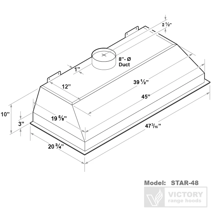 48 inch 900 CFM Range Hood Insert - VICTORY Star - Image 6