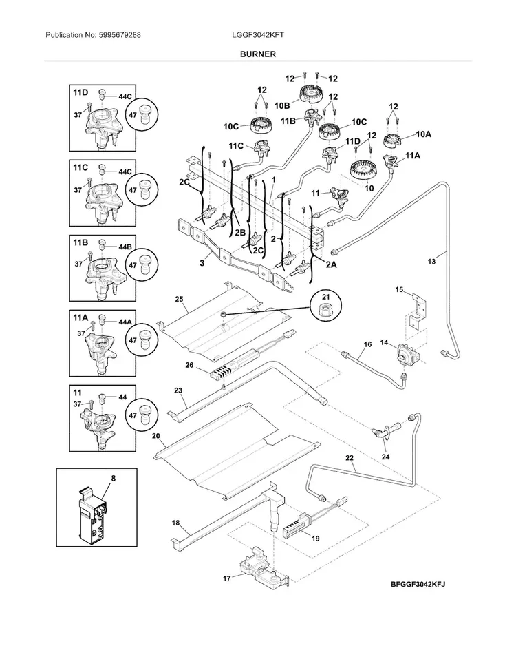 5304506548 Oven Burner Valve