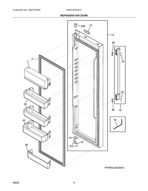 5304536767 Refrigerator Door Handle Assembly (replaces 5304501174) - Image 5