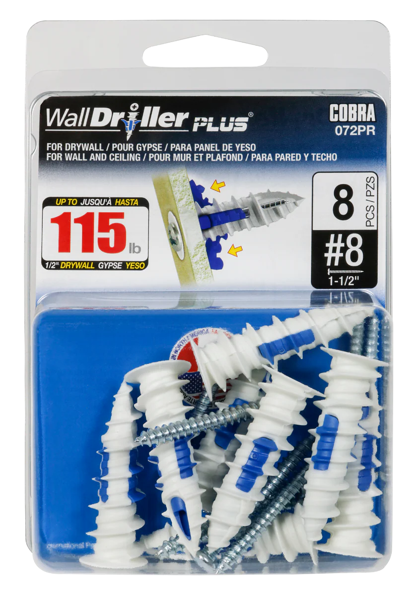#8 WallDriller Drywall Anchors with Screws (8 Pack)