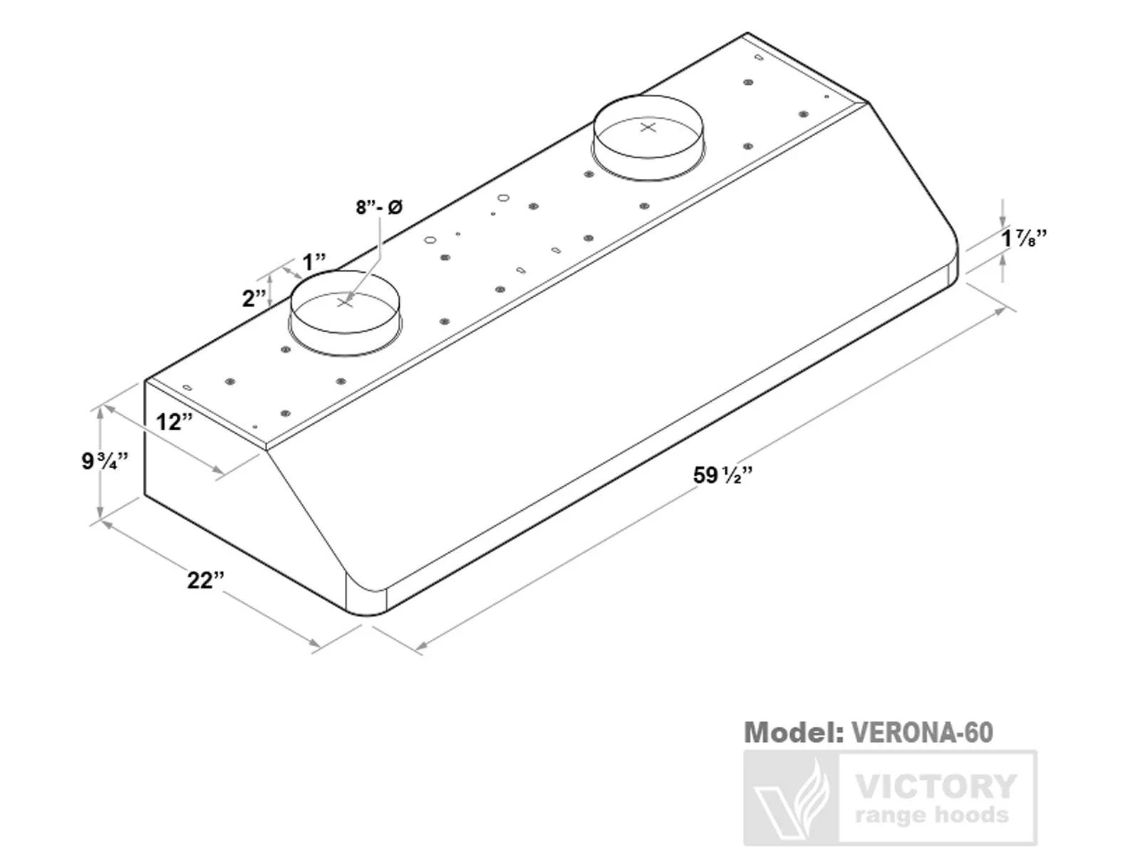 60 Inch 1800 CFM Under Cabinet Range Hood - VICTORY Verona - Image 5