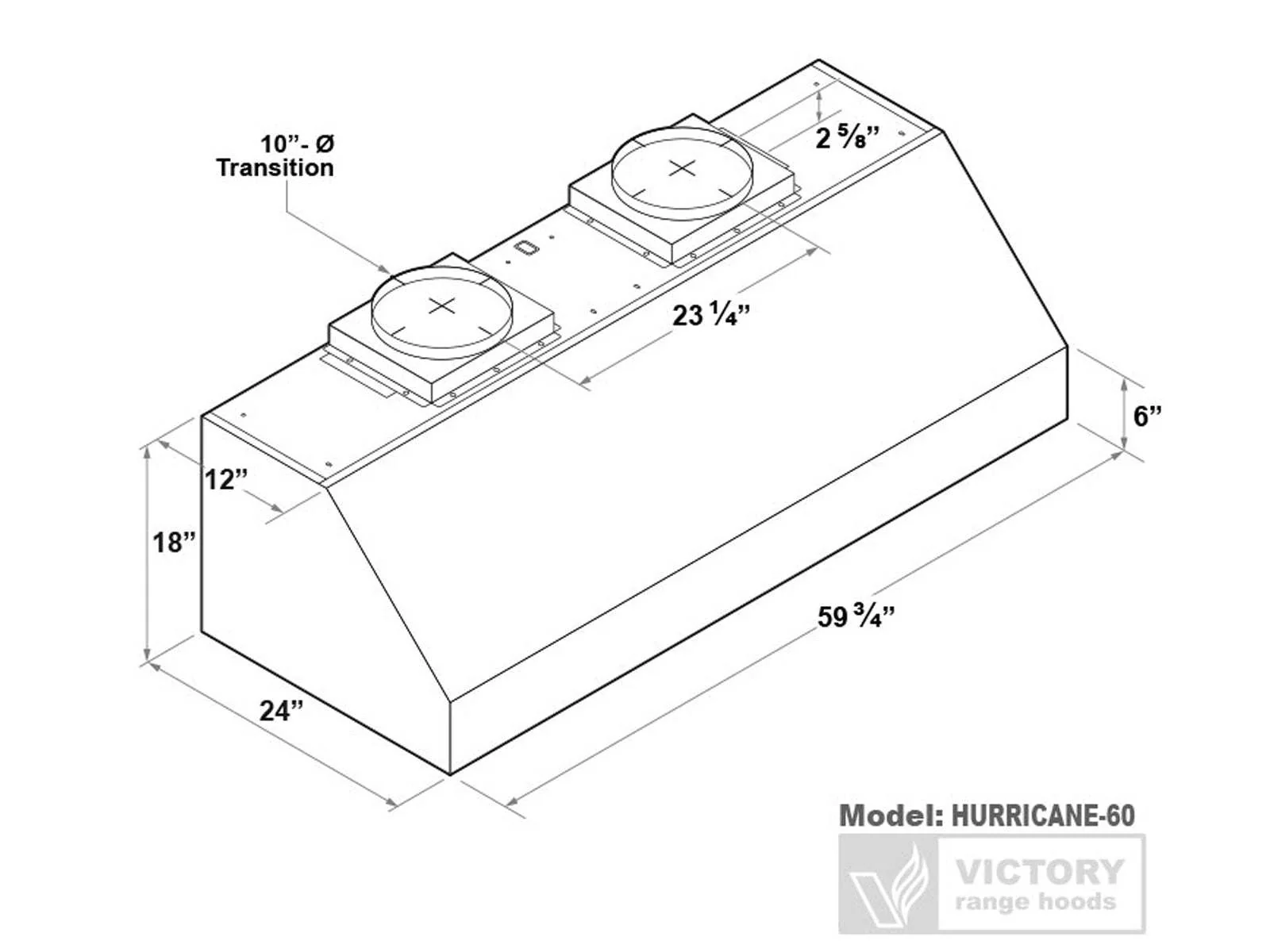 60 Inch 2000 CFM Under Cabinet Range Hood- VICTORY Hurricane - Image 6