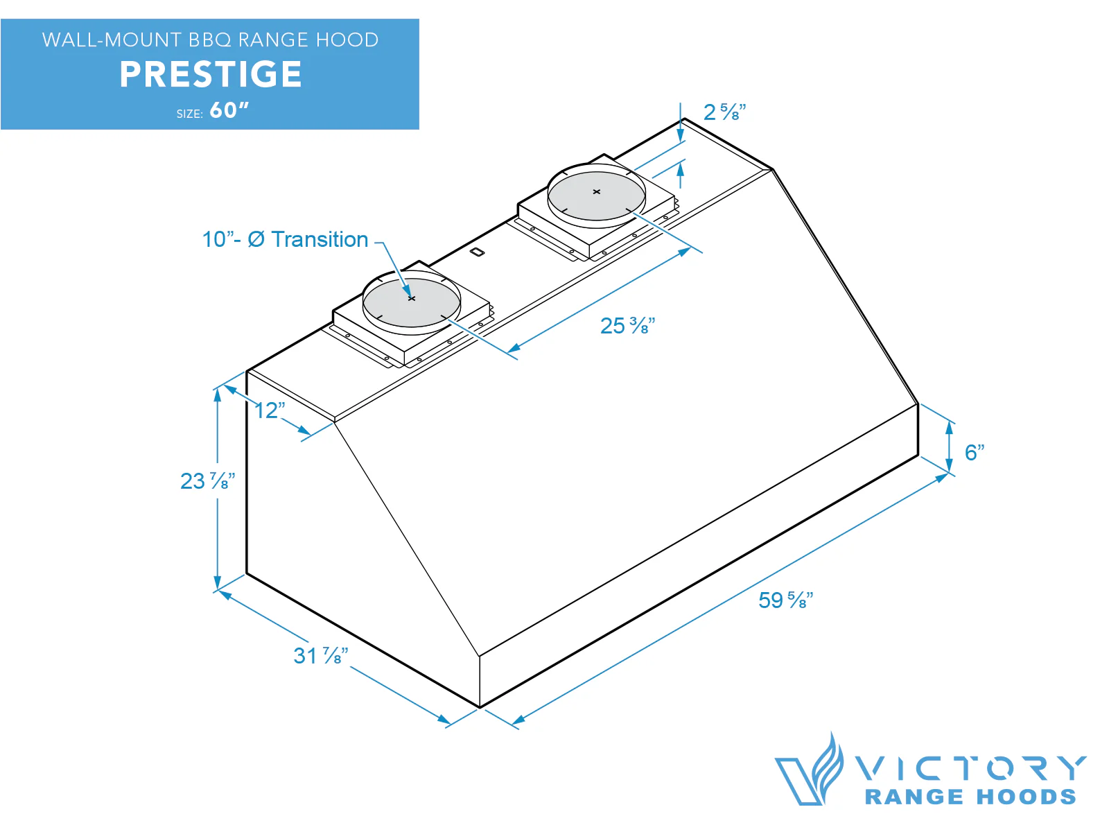60 Inch 2300 CFM BBQ Range Hood - VICTORY Prestige - Image 5