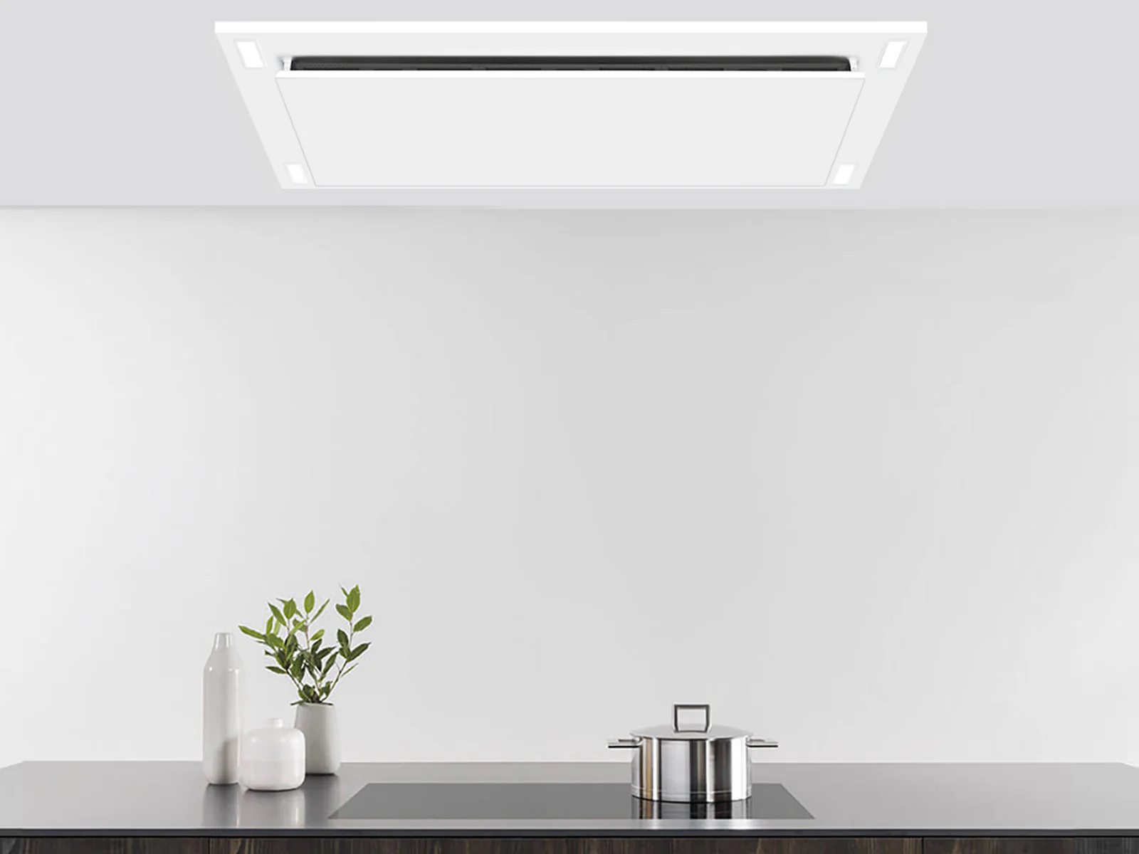 600 CFM White Flush Ceiling Mount Range Hood - VICTORY Sunset - Image 2