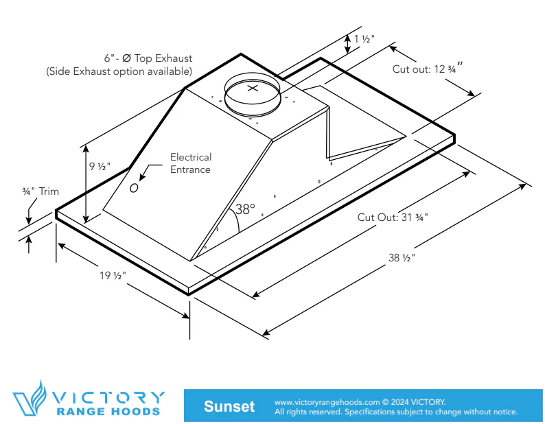 600 CFM WIRELESS Flush Ceiling Mount Range Hood - VICTORY Sunset (Bluetooth) - Image 10