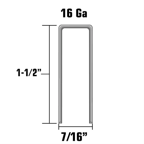 7/16”x1-1/2” 16 Gauge Electro Galvanized Crown Staples - Image 2
