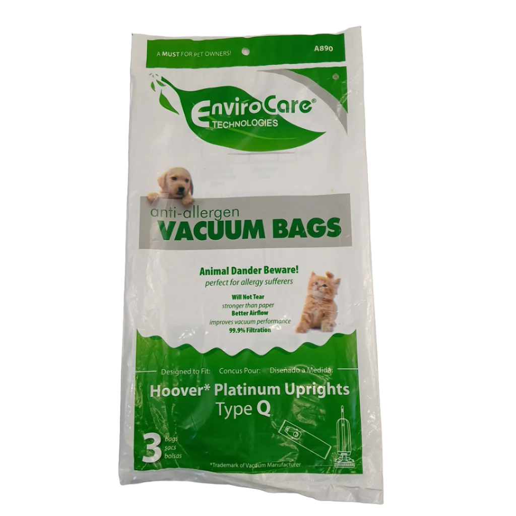 A890 Vacuum Bag, Type Q Anti-Allergen Vacuum Bags 3pk