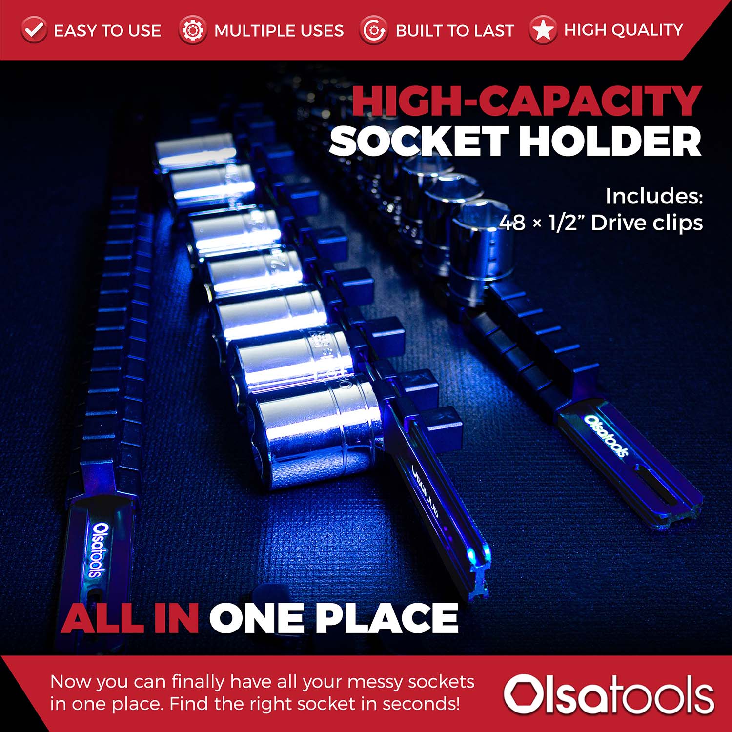 Aluminum Socket Organizer Rails with Locking End Caps - Image 115