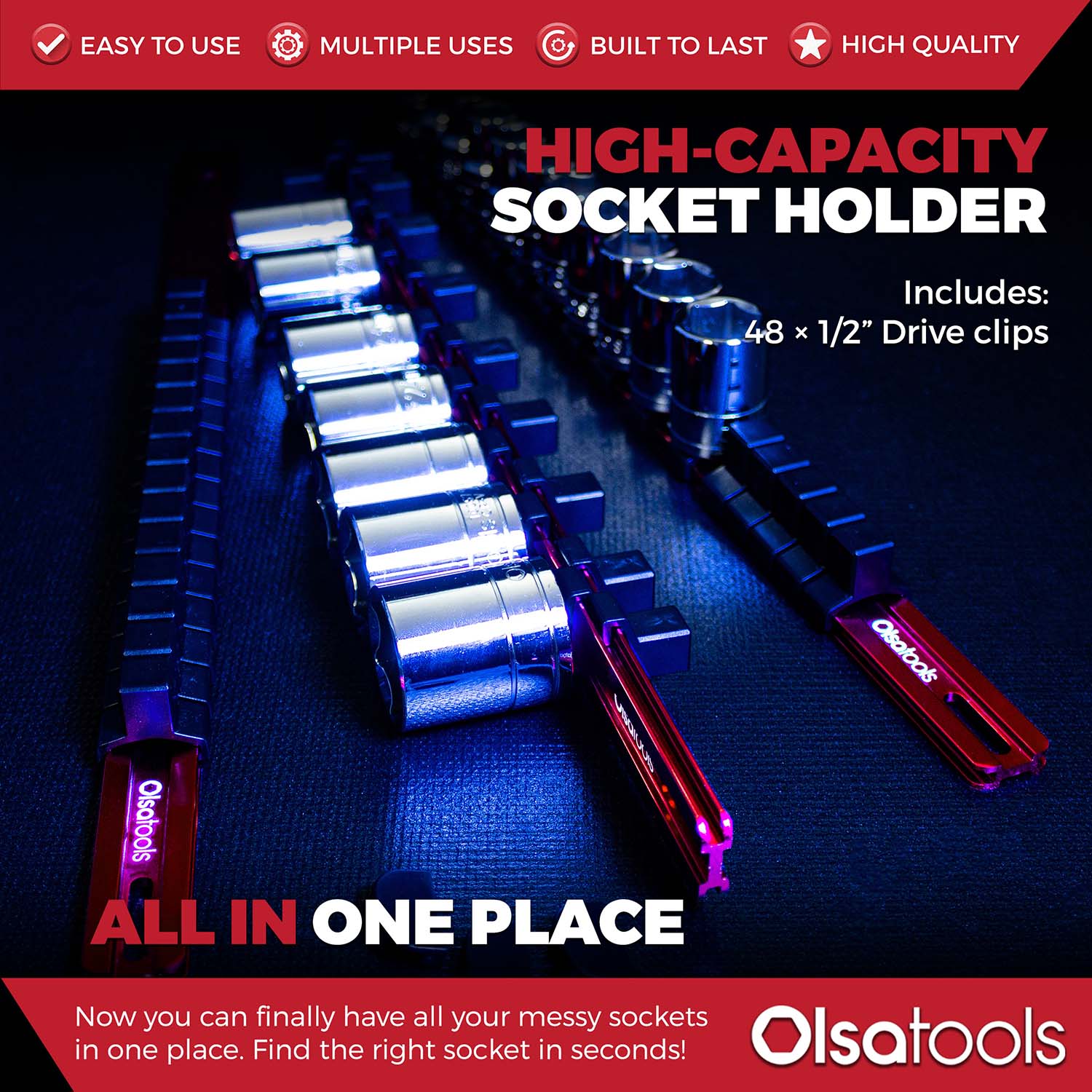 Aluminum Socket Organizer Rails with Locking End Caps - Image 123
