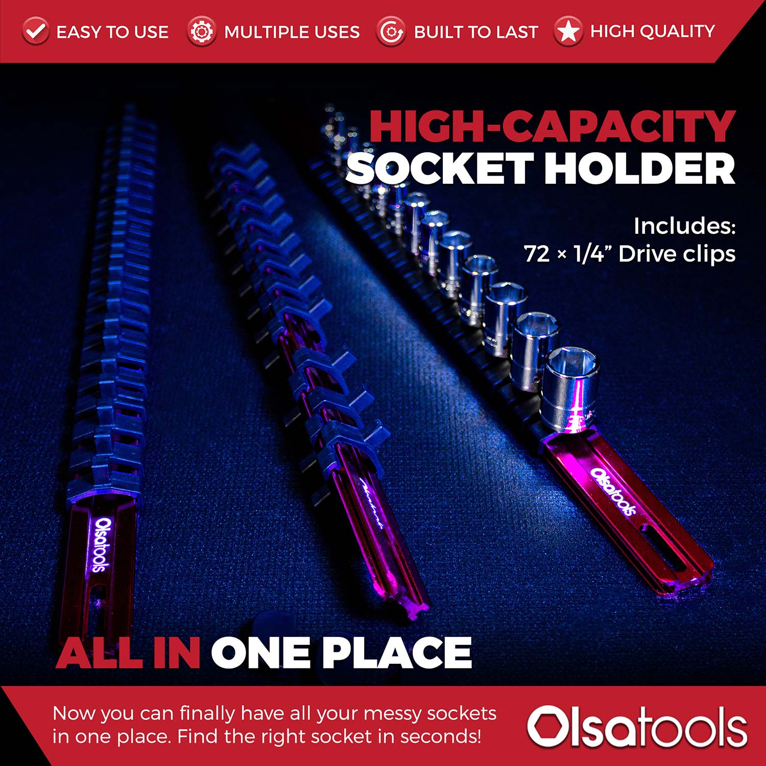 Aluminum Socket Organizer Rails with Locking End Caps - Image 135