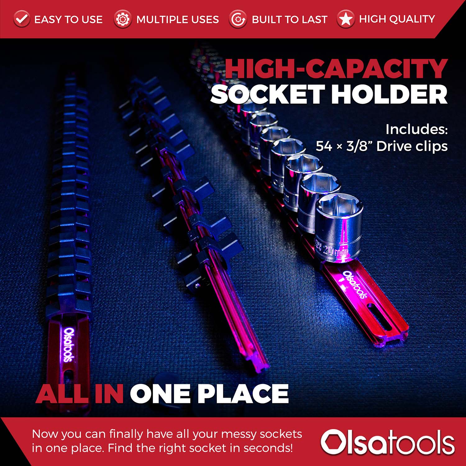 Aluminum Socket Organizer Rails with Locking End Caps - Image 147