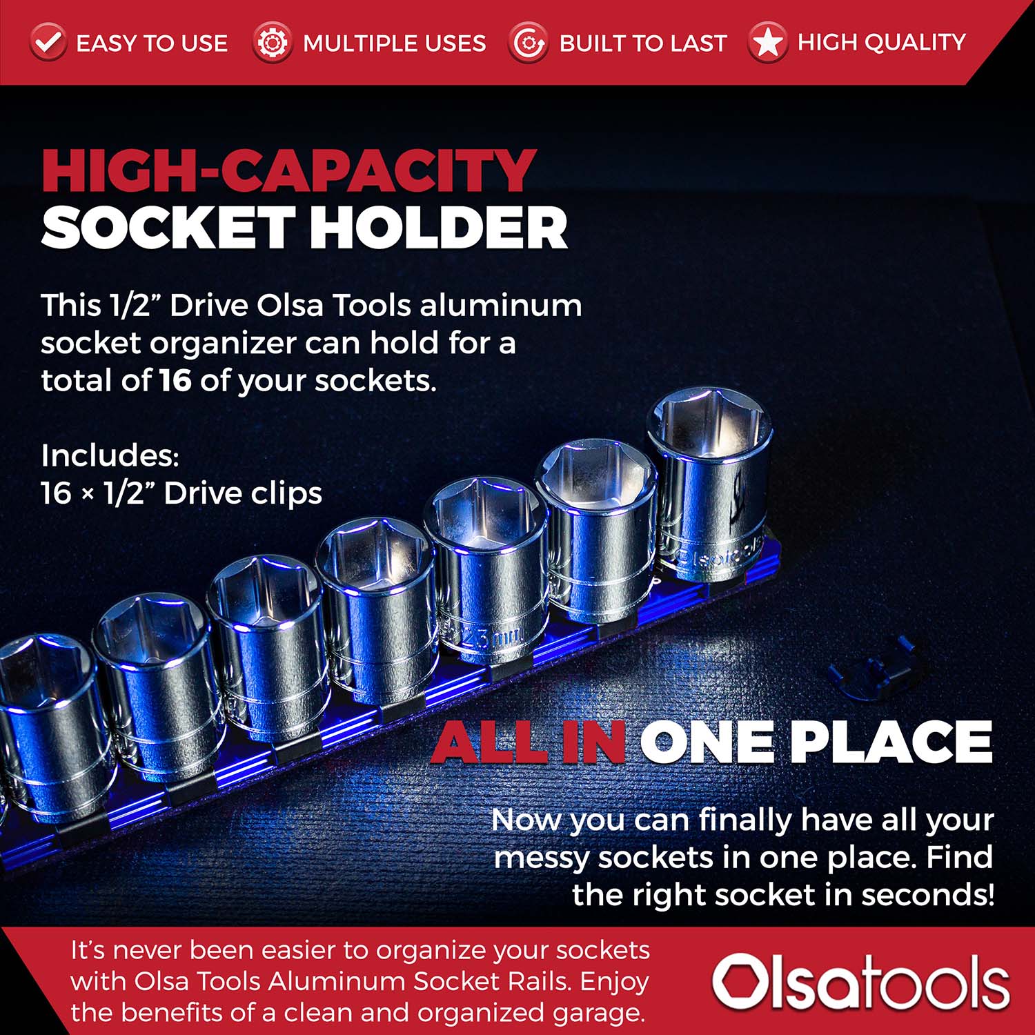 Aluminum Socket Organizer Rails with Locking End Caps - Image 35