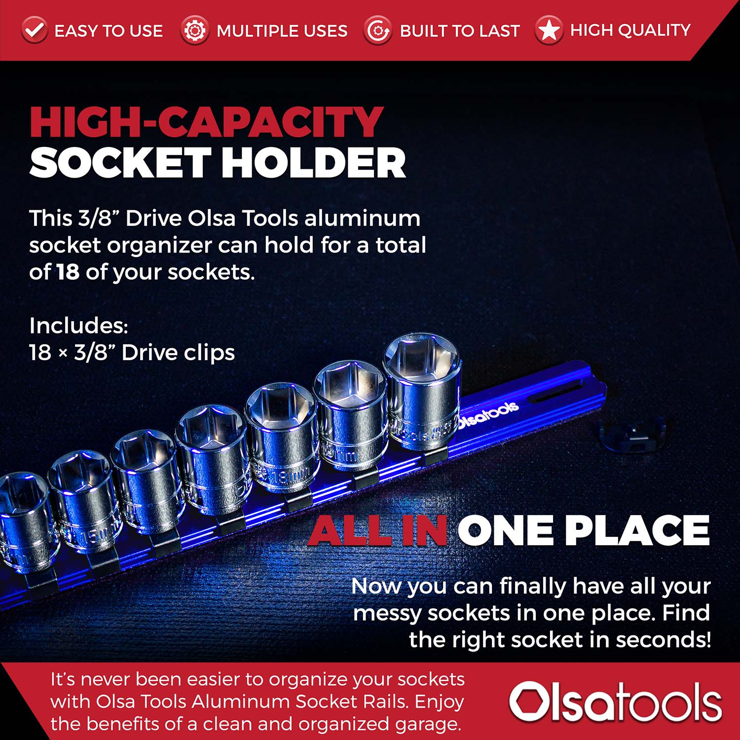 Aluminum Socket Organizer Rails with Locking End Caps - Image 59
