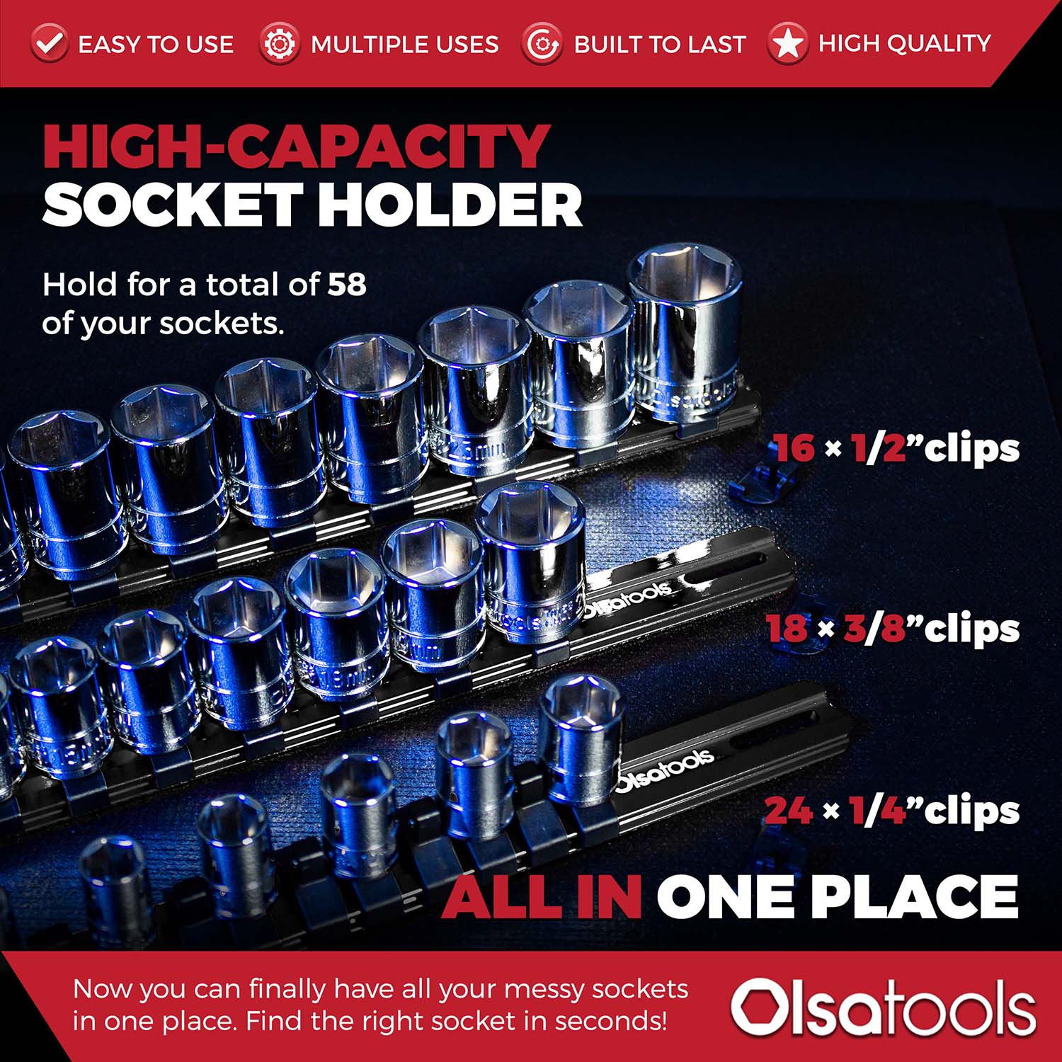 Aluminum Socket Organizer Rails with Locking End Caps - Image 67