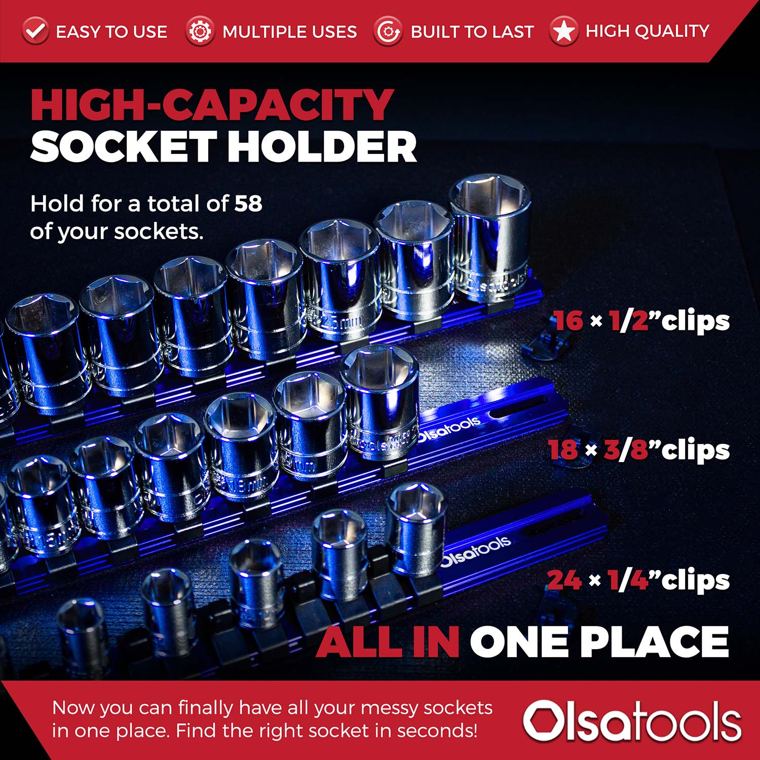 Aluminum Socket Organizer Rails with Locking End Caps - Image 71