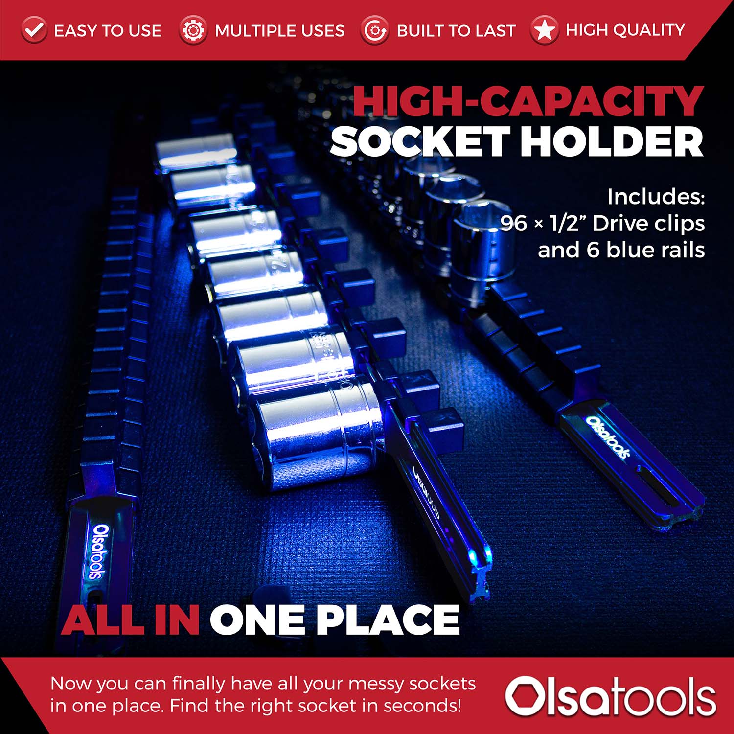 Aluminum Socket Organizer Rails with Locking End Caps - Image 79