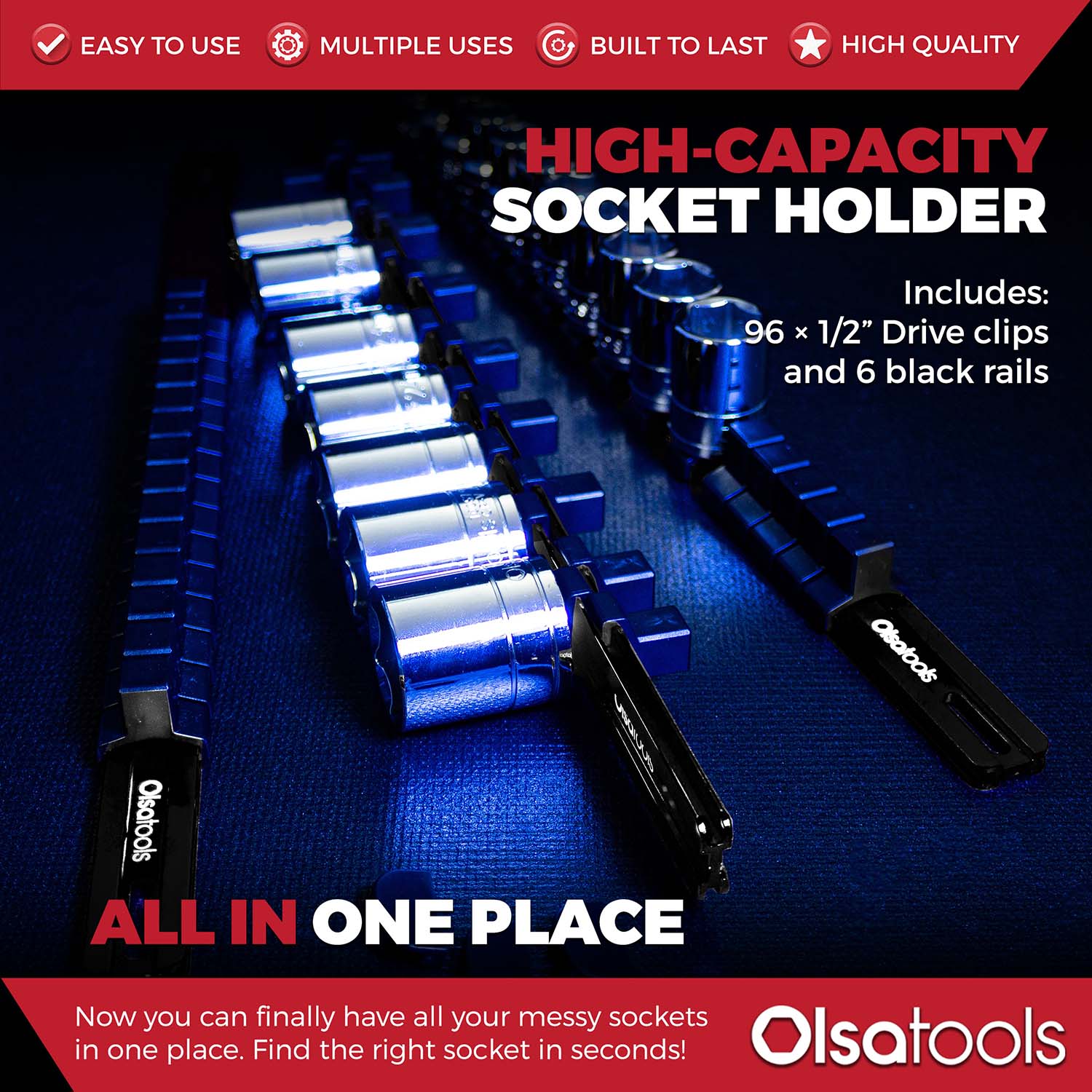 Aluminum Socket Organizer Rails with Locking End Caps - Image 83