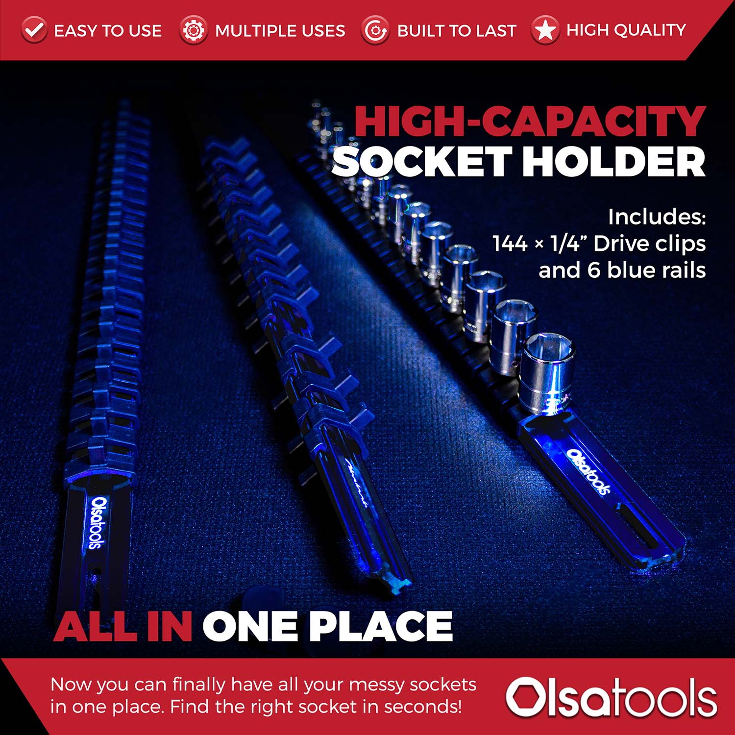 Aluminum Socket Organizer Rails with Locking End Caps - Image 91