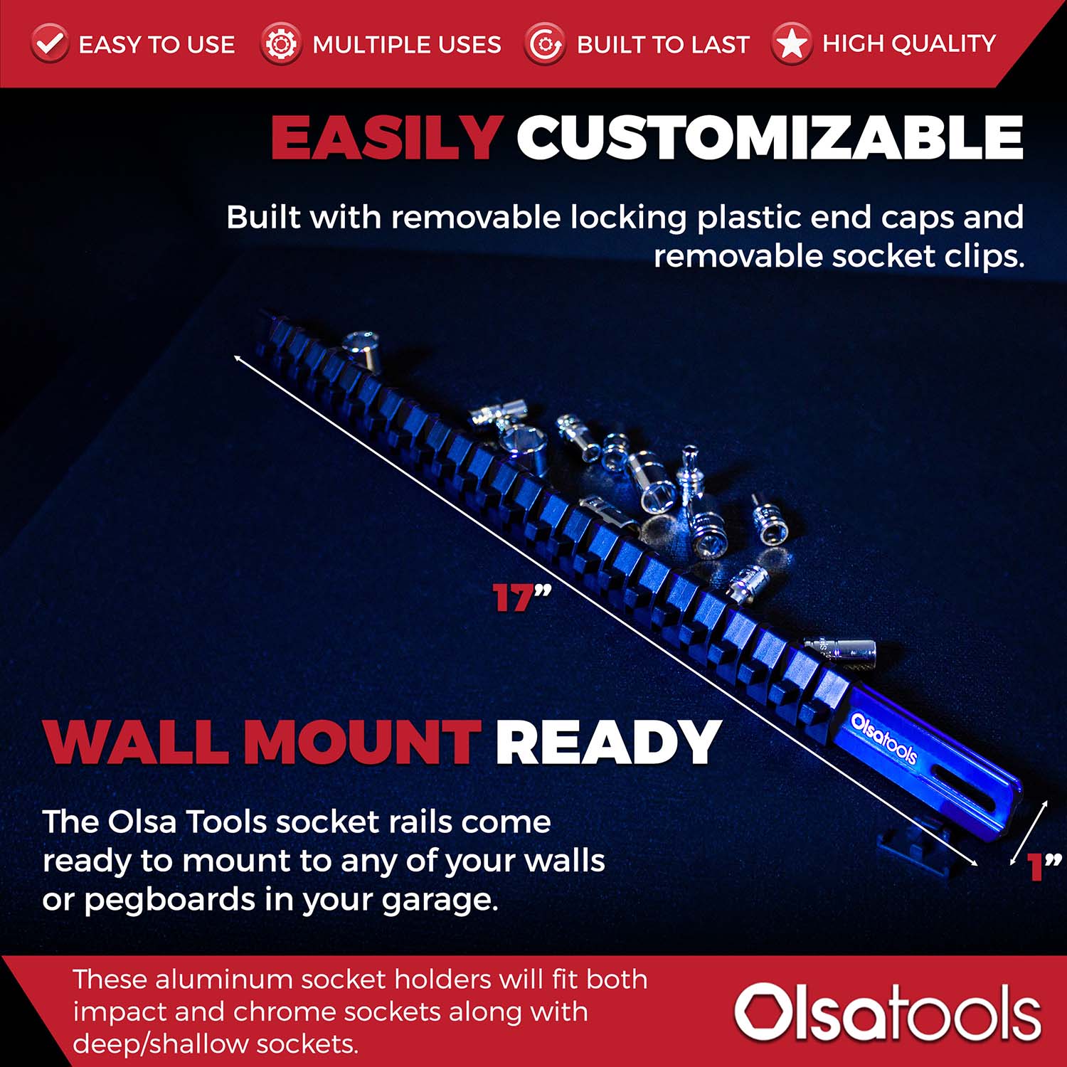 Aluminum Socket Organizer Rails with Locking End Caps - Image 92