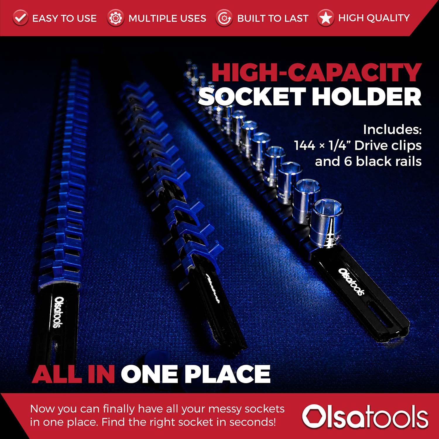 Aluminum Socket Organizer Rails with Locking End Caps - Image 95