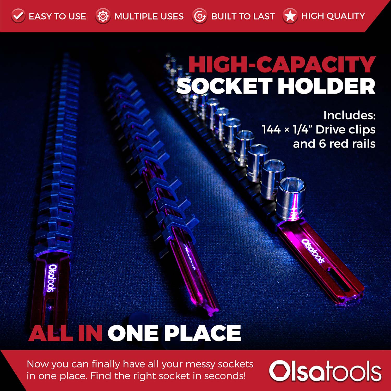 Aluminum Socket Organizer Rails with Locking End Caps - Image 99