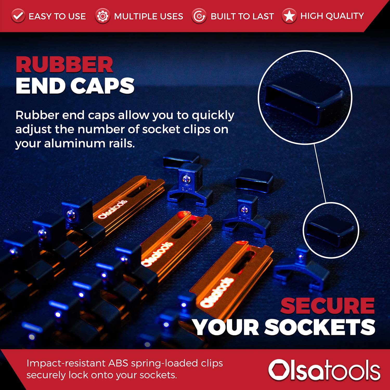 Aluminum Socket Organizer Rails With Rubber End Caps - Image 101