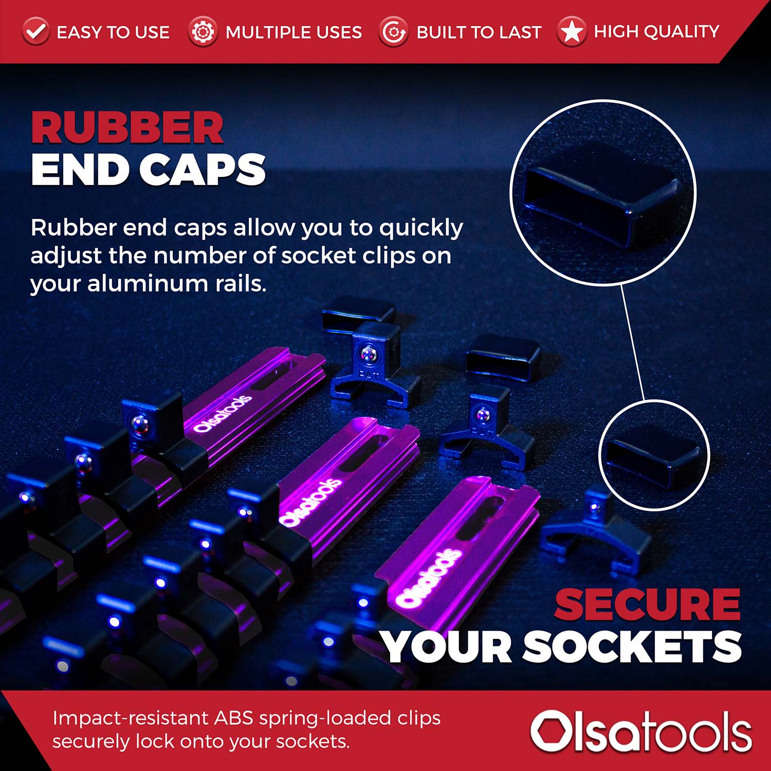 Aluminum Socket Organizer Rails With Rubber End Caps - Image 105